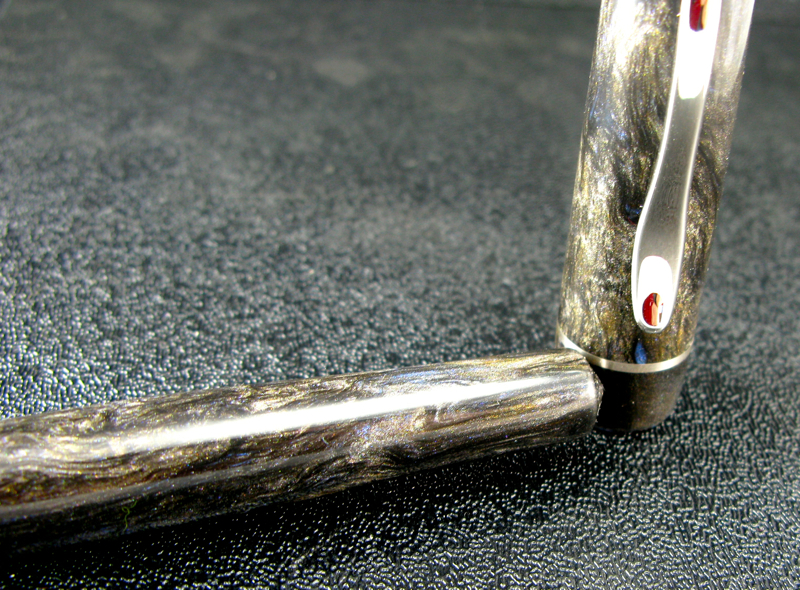 Master Scrivener in Midnight Forest alumilite with Sterling Silver Cap Band