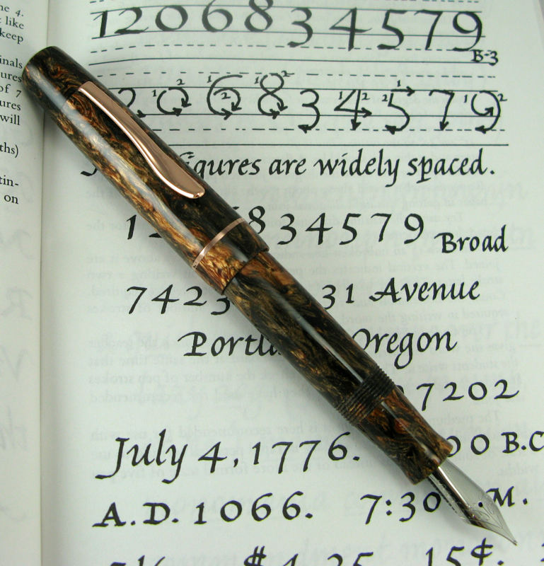 Master Scrivener in Elven Wood alumilite with Copper Cap Band and Clip