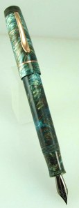 Bard, large, in Misty Green Teal Lava Lamp #41 with Copper Clip and Cap Band