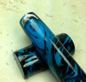 Custom with Sterling Silver Roll Stopper, in Ocean Obsidian Alumilite (Small)