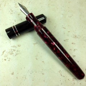 Idyll in Quartz Burgundy & Black Acrylic with Silver Bands - Medium