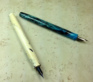 Epic Dip Nib Holders in Ghost Koi and Blue Nebula Alumilite
