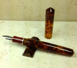 Idyll in Illuminated Amber Tortoise & Urushi Red Acrylics - Medium