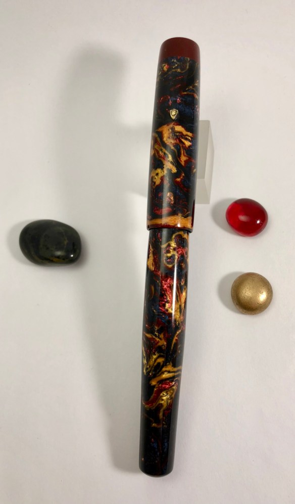 Scribe in Blue Fire alumilite & Urushi Red acrylic - Medium