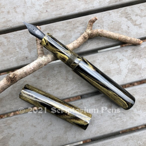 Satire in SEM Yellow & Black Single Swirl Ebonite- Large