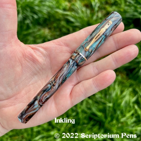 Inkling in Dupras Teal Agate with Bronze Inkling Clip & Band - Small