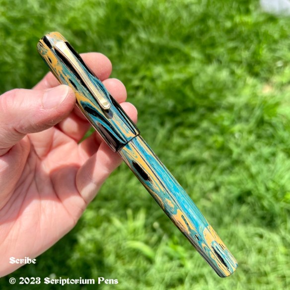 Scribe in SEM LE Dioptase Ebonite with Curvy Nouveau Clip in Brass - Medium