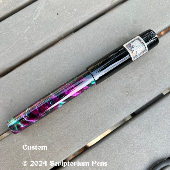 Custom Hemingway Homage in Alexandrite Lava Lamp  with Custom Argentium Silver Elephant Rollstop - Large